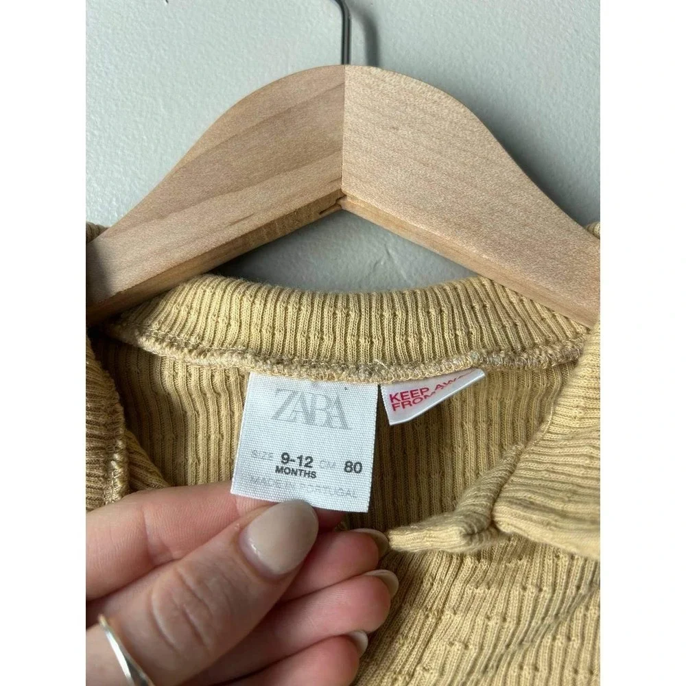 Zara Ribbed Coverall Romper Neutral Scandi Coastal 9-12 M Cotton Playhoodcore